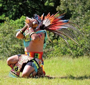 A local Aztec dance troupe performed as part of LandPaths' "open meadow" celebration of the brand-new preserve in May 2012. Photo by Michael Joiner.