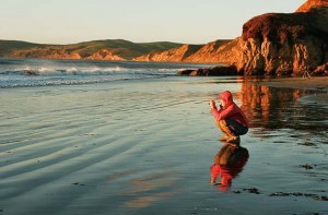 A photographer at the south end of Drakes Beach. Photo by David Wimpfheimer.
