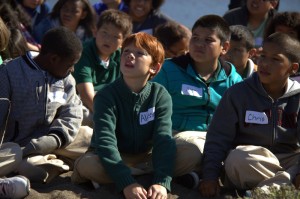 Children from Willow Creek Academy listen intently as they learn how to be ambassadors for the ocean. Photo by Courtney Quirin.