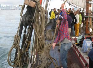 On the deck of the Alma