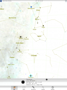 Starchart showing Canopus. Image courtesy of Dale Gieringer.