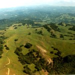 Aerial view of Three Tree Hill looking south