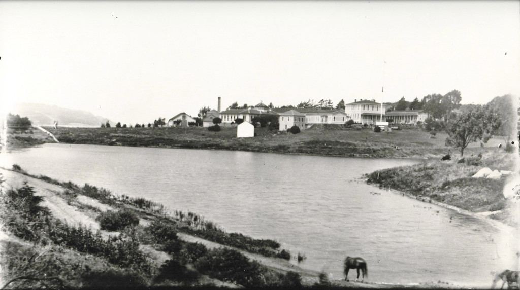 Mountain Lake, photographed in 1899 while owned by the U.S. Army. The lake, although much bigger back then, had already begun to fill with sediment. Photo: Presidio Trust.