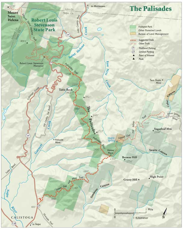 Trail map of Oat Hill Mine area