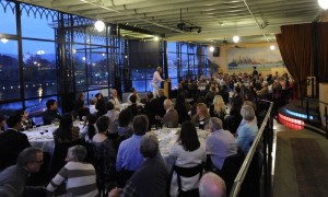 Guests enjoyed the great view of Lake Merritt while dining and listening to speakers