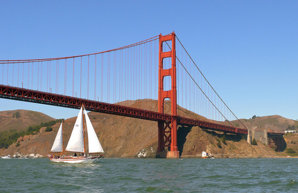 Sailboat under Golden Gate Bridge