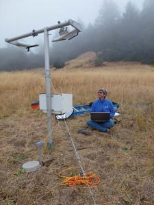 Scientist at fog monitor