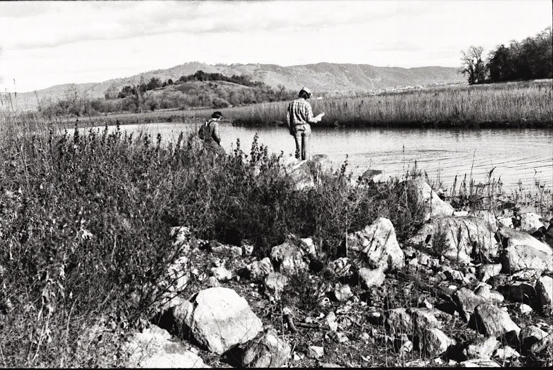 John Parker surveying Anderson Marsh archeological sites in 1976. Photo courtesy of John Parker.