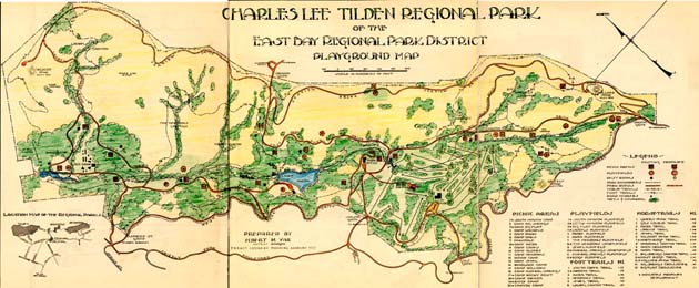 1940 east bay park map of Tilden Park