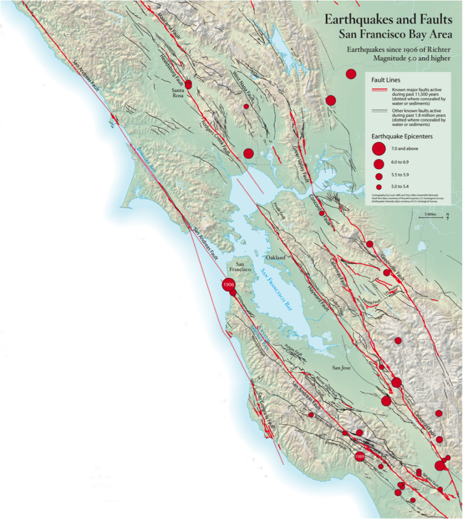 Northern CA earthquake fault map (Louis Jaffe)