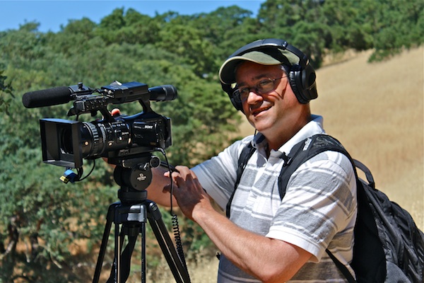 Emmy-nominated video producer Rick Bacigalupi with his camera