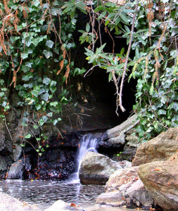 Temescal Creek emerges from a culvert