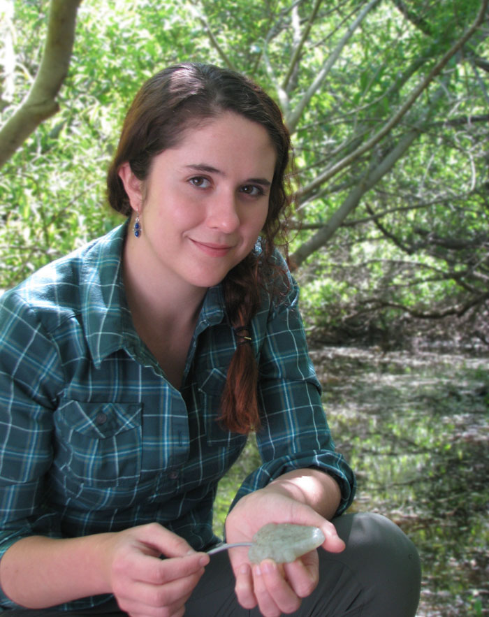 UC Santa Cruz graduate student Anna Ringelman hopes to preserve the Arboretum pond as a refuge for endangered frogs. (Photo by Nicholas Weiler)