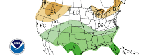 Three-month precipitation outlook for October-November-December 2015, created by NOAA's Climate Prediction Center on September 17, 2015.