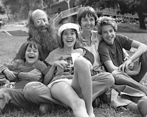 The Margolin family in 1983. From left: Jake, Malcolm, Sadie, Rina, and Reuben Margolin. (Photo by Heather Hafleigh, courtesy Margolin Family Collection)
