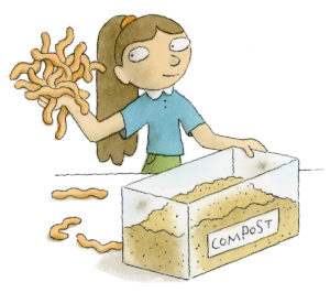 illustration of girl with compost