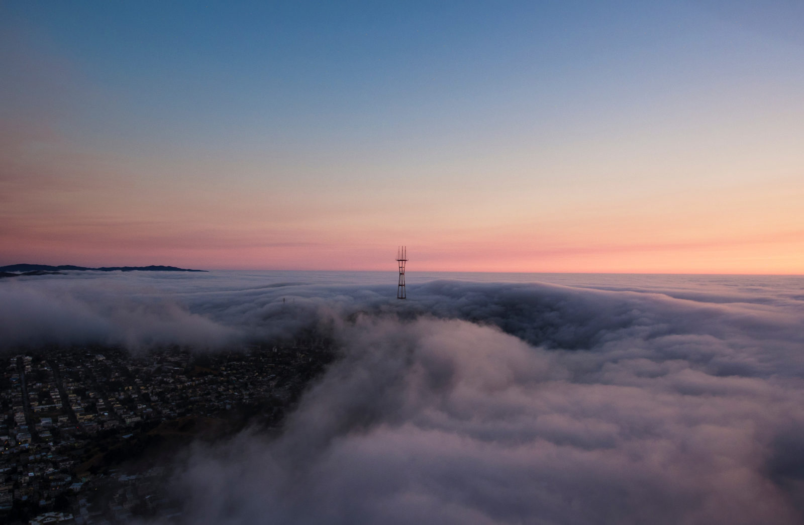 sutro tower in fog