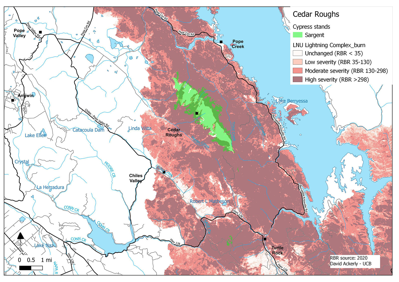 map of fire severity in cedar roughs