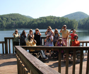 birders at an accessible viewpoint