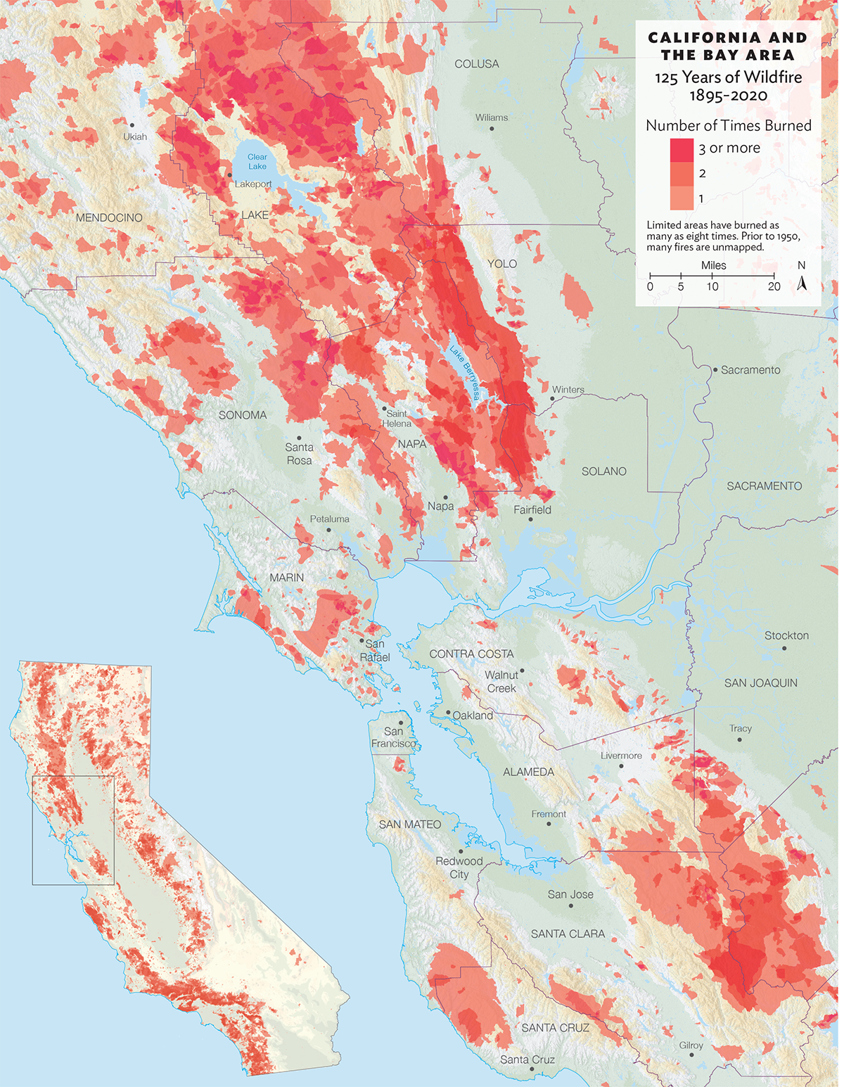 map of Bay Area fires