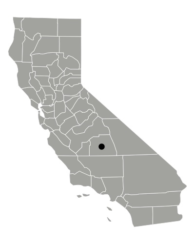 California map showing Tulare County.