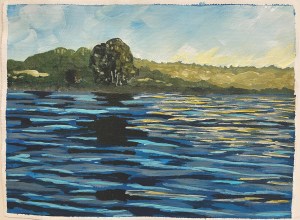 A painting of fall water