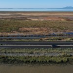 An aerial view of restoration marsh