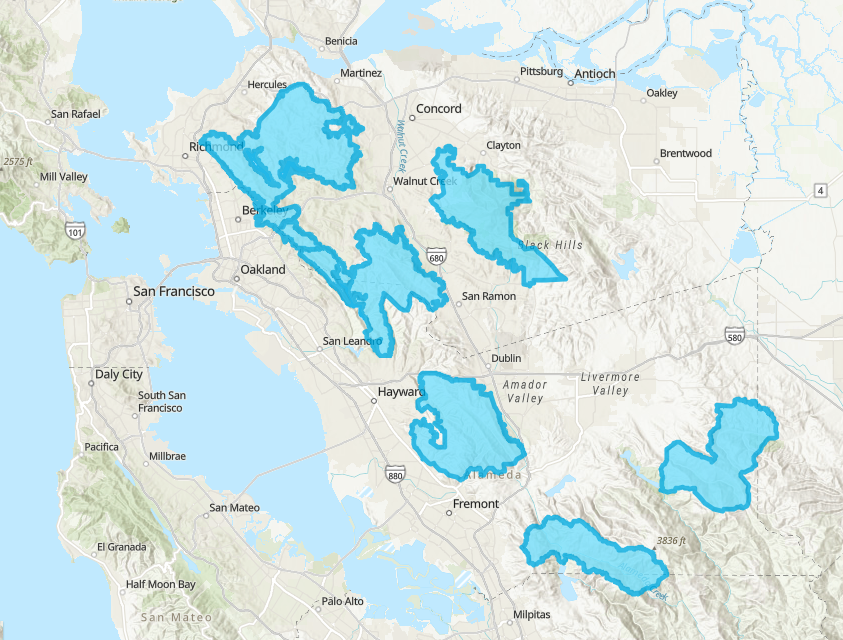 Map of Alameda whipsnake habitat